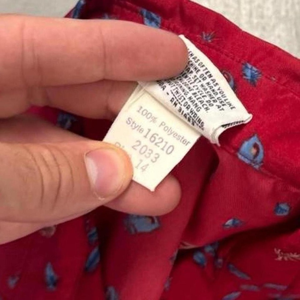 80's Floral Button Up Blouse Women's Red Blue Girlie Indie Casual Shirt 14 - Picture 3 of 7